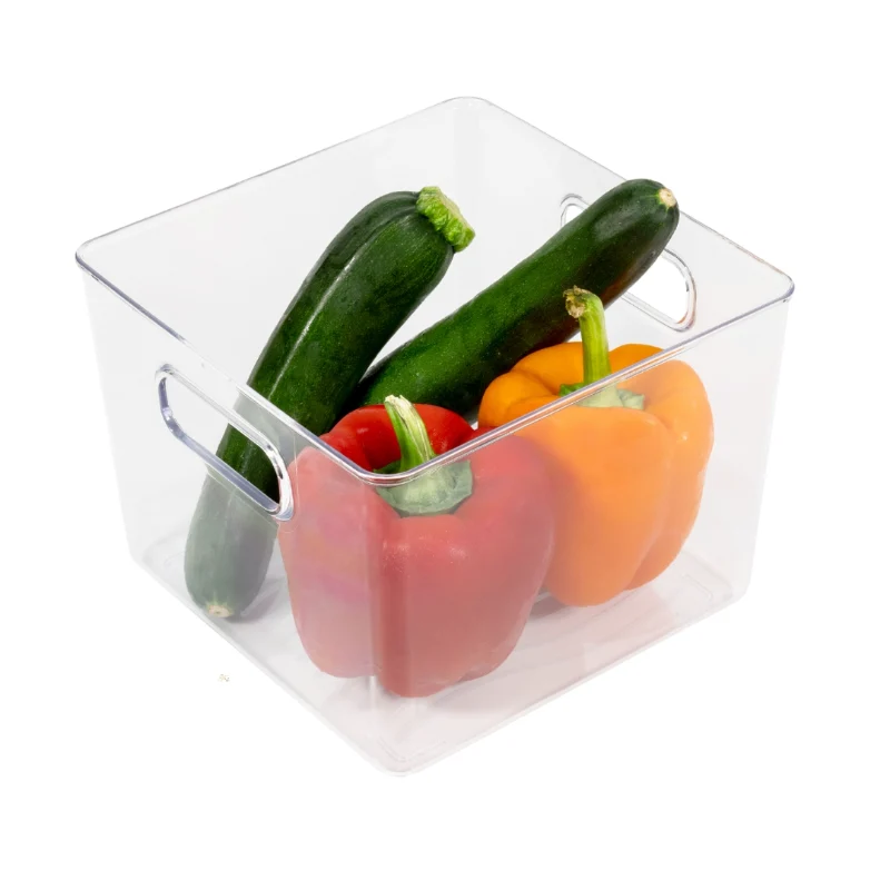 קופסא אקרילית מרובעת לאחסון ירקות פירות במקרר